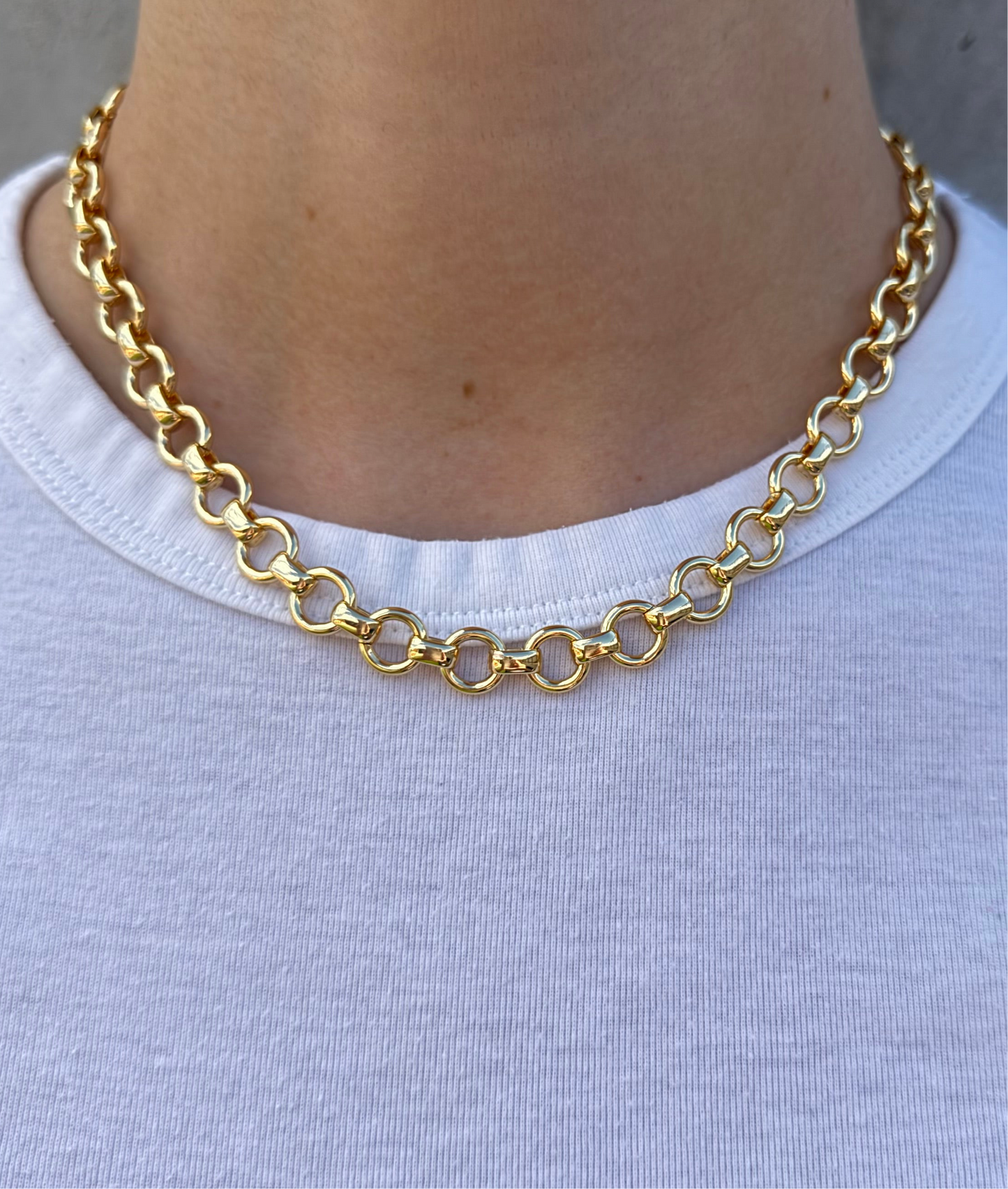 24K Gold Filled Circle Rolo Chain Necklace