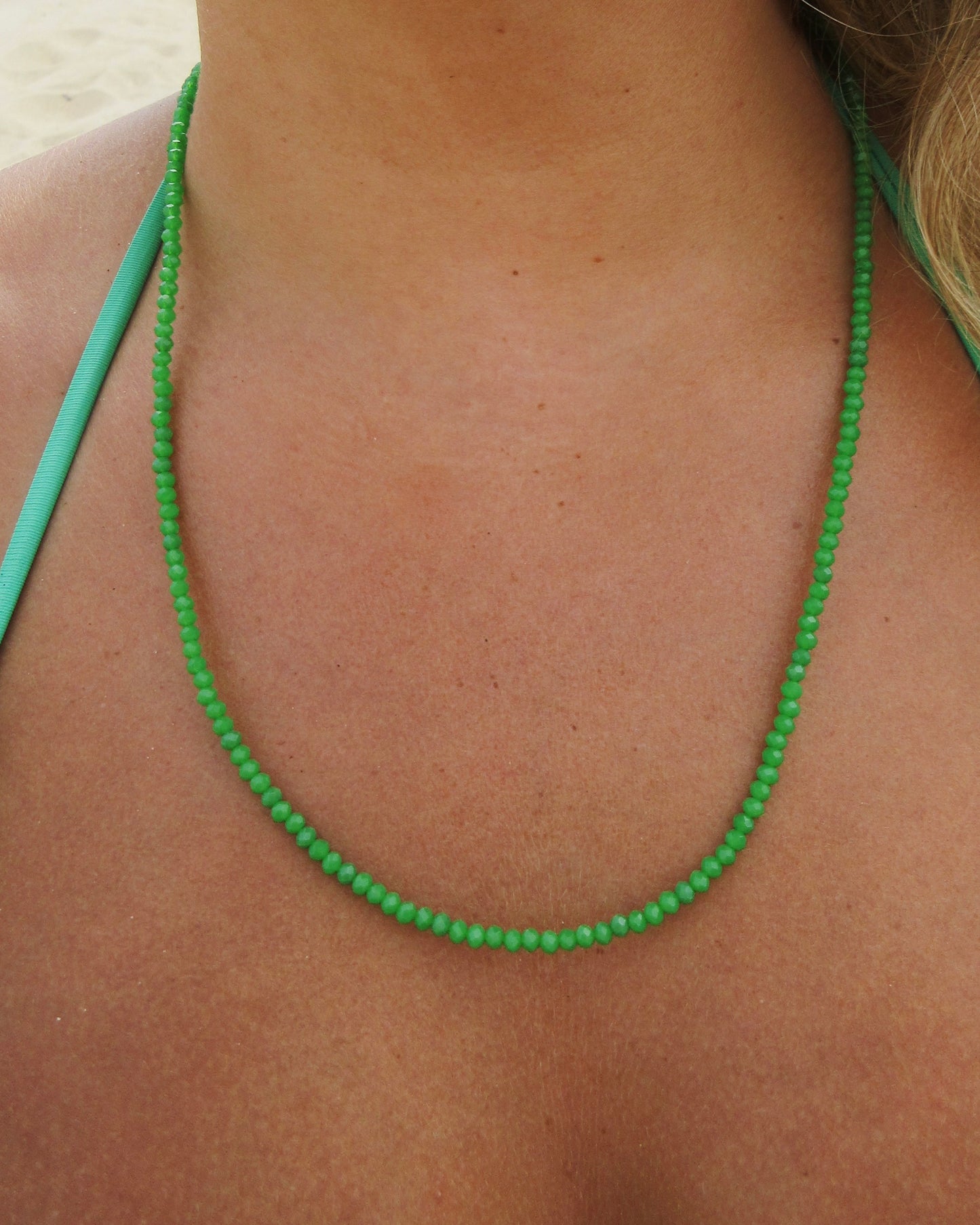 Green Beaded Double Wrap Necklace