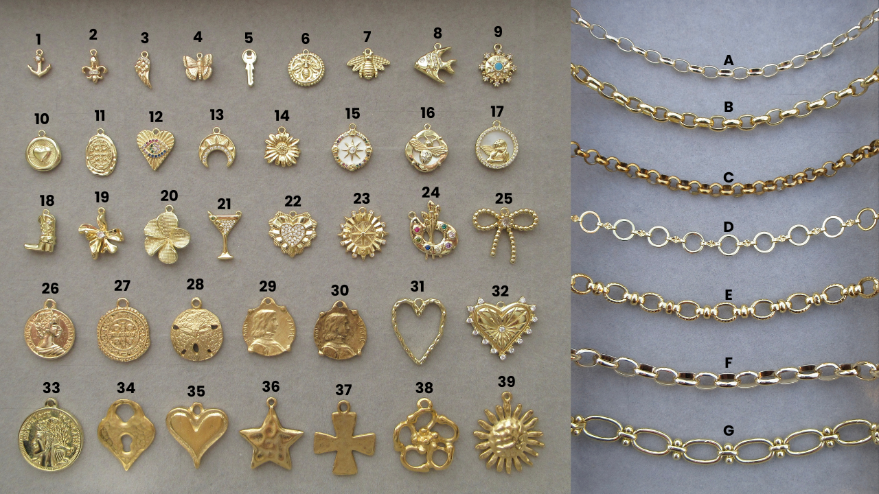 Gold Wine Glass Charms Pack of 4 - Customizable
