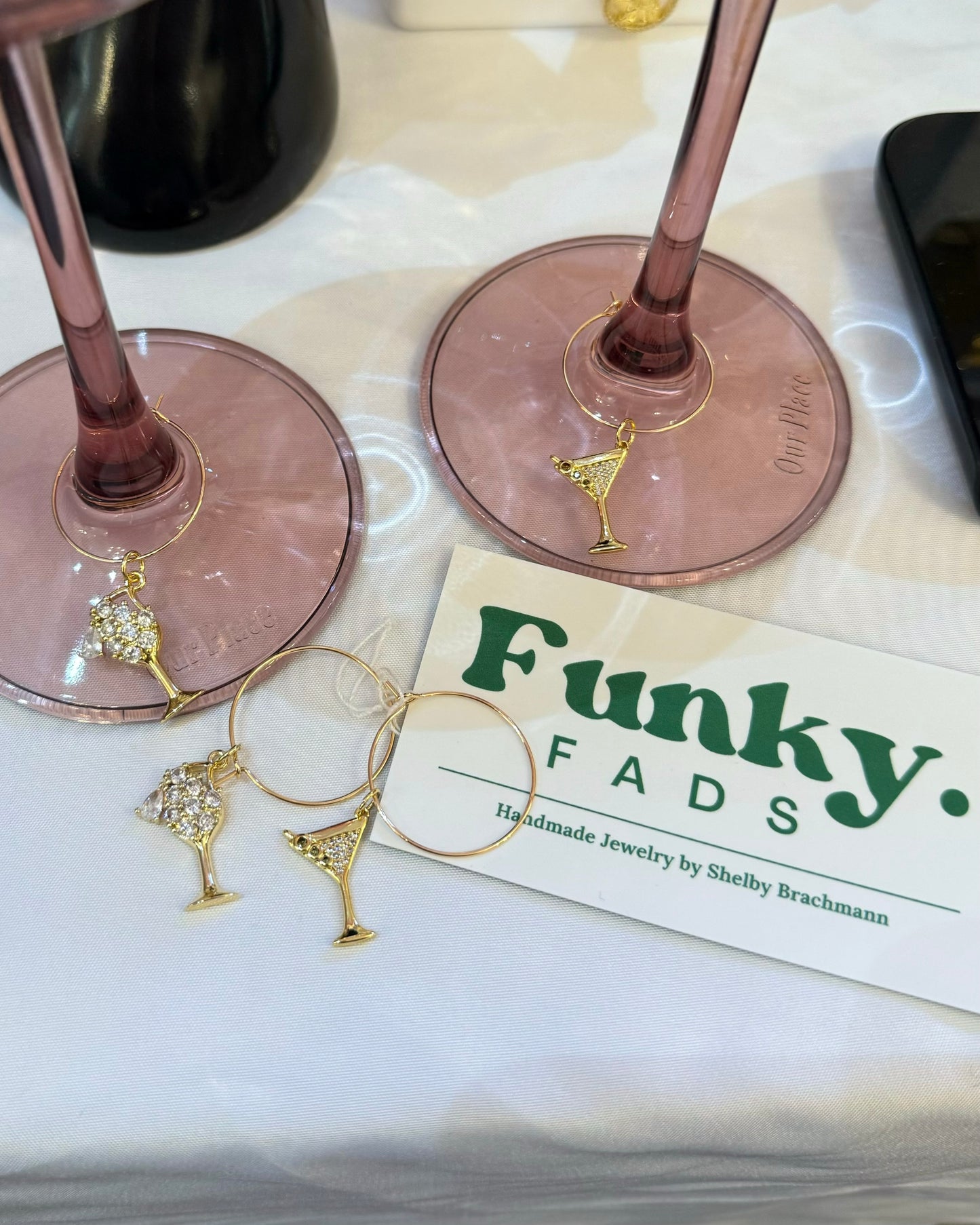 Gold Wine Glass Charms Pack of 4 - Customizable