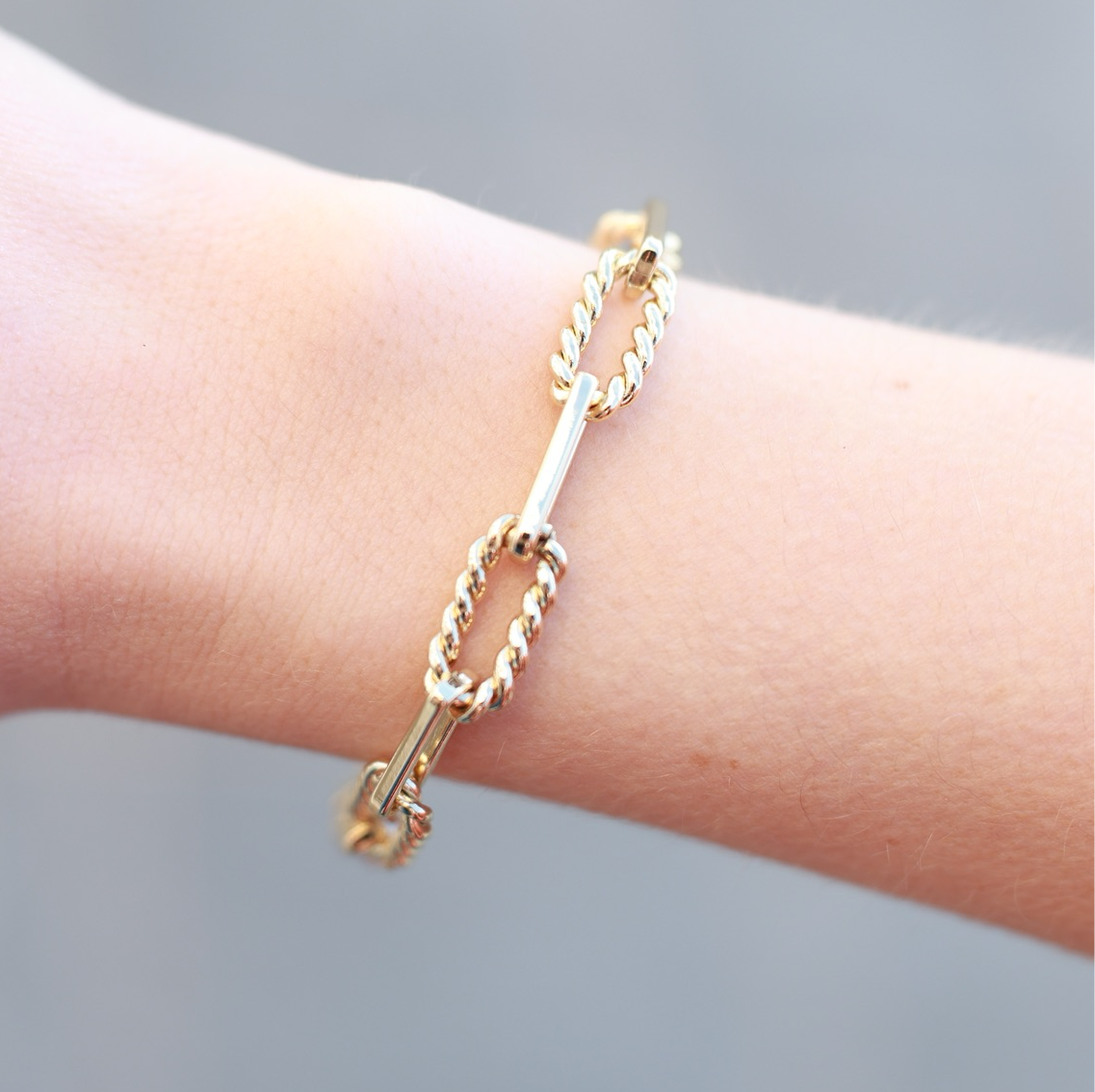 14k Gold Filled Paperclip Chain Bracelet