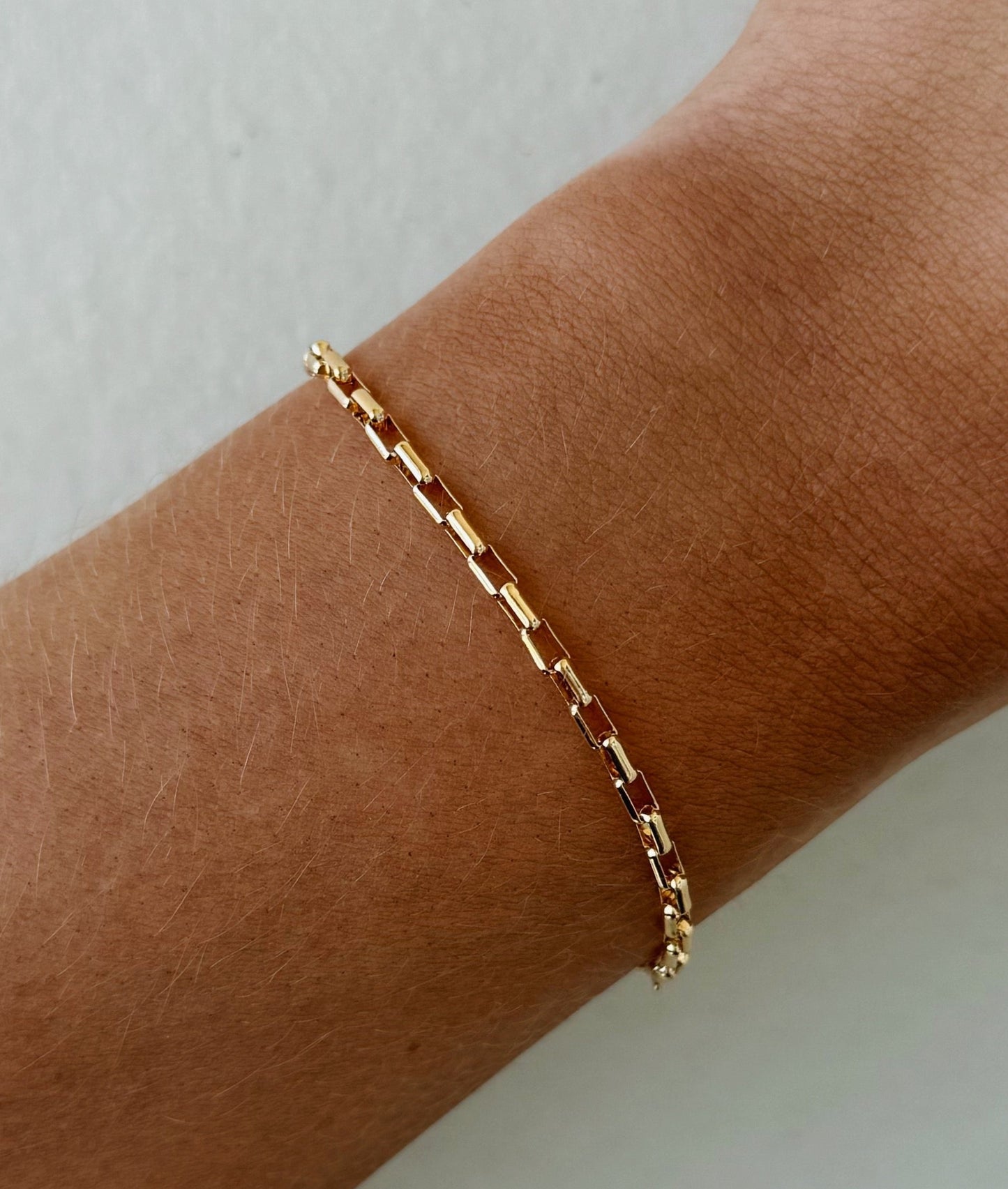 14k Gold Filled Rectangle Chain Bracelet