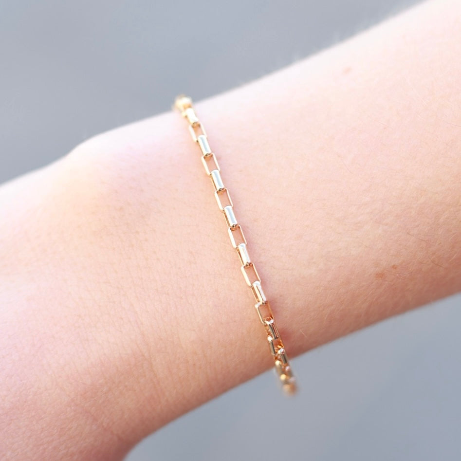 14k Gold Filled Rectangle Chain Bracelet