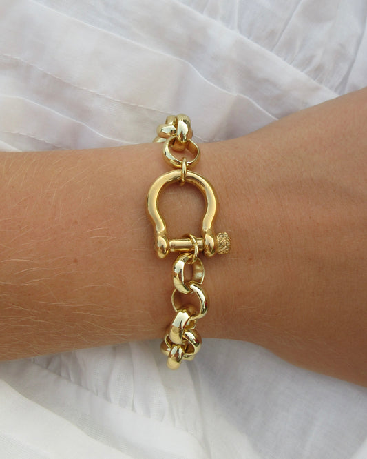 Gold Shackle 18K Gold Plated Bracelet - Customizable