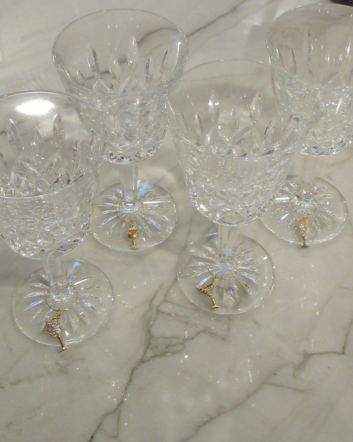 Gold Wine Glass Charms Pack of 4 - Customizable