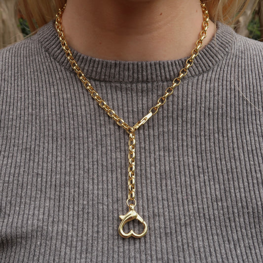14K Gold Filled Chain with Dangling Heart Clasp