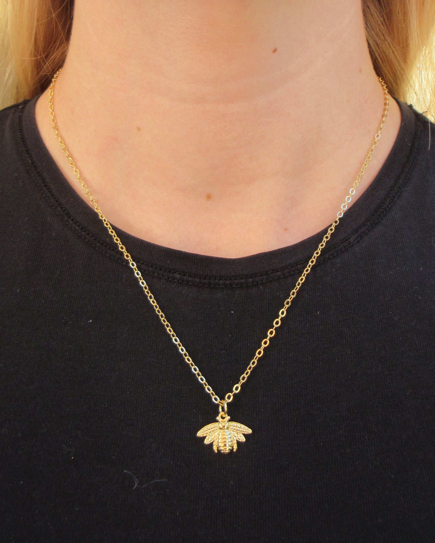 Gold Chain Necklace with Bee Charm