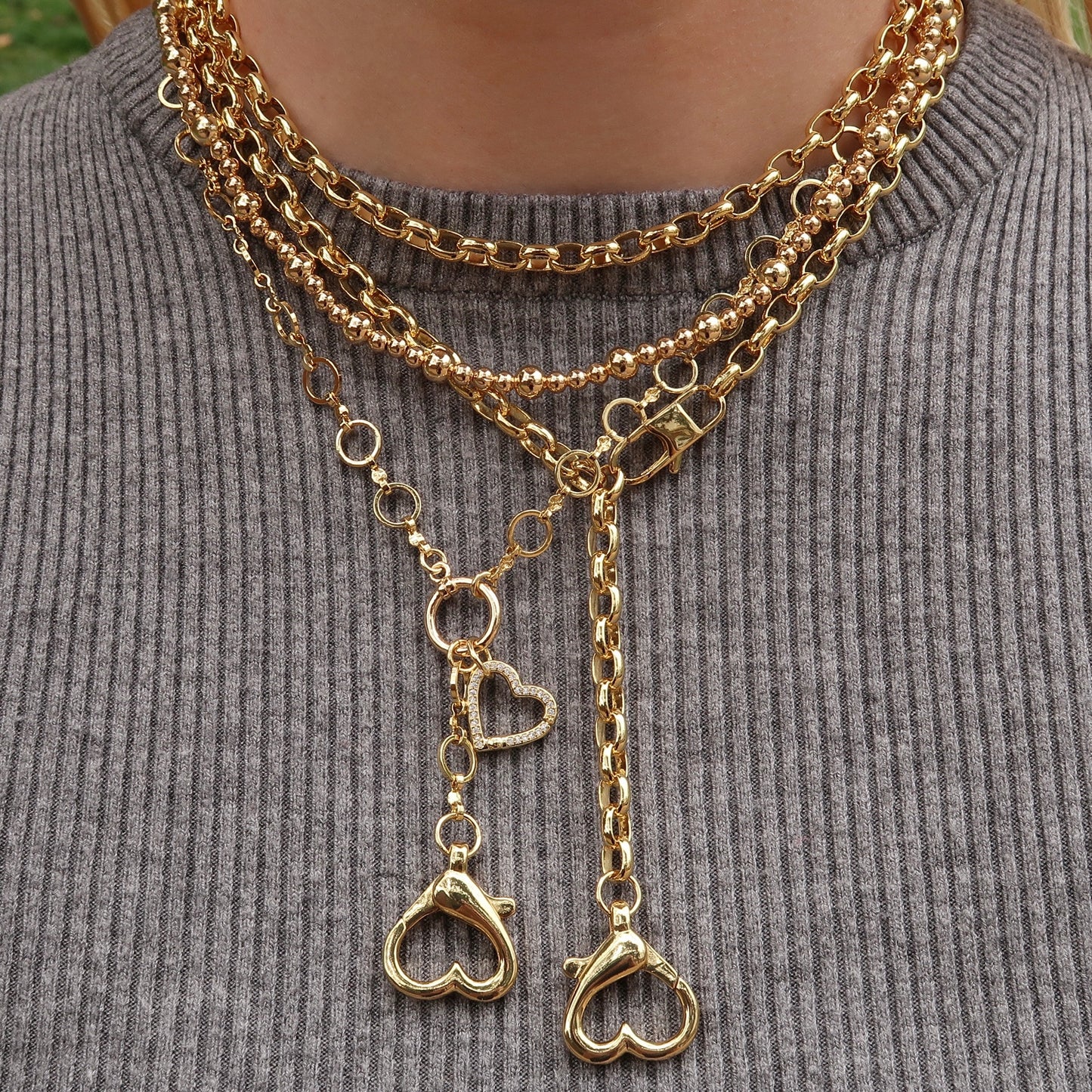 14K Gold Filled Chain with Dangling Heart Clasp