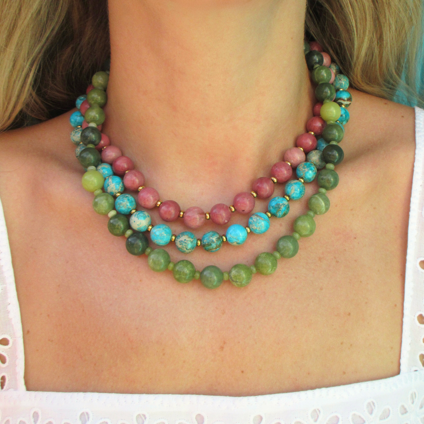 Rhodonite Beaded Necklace