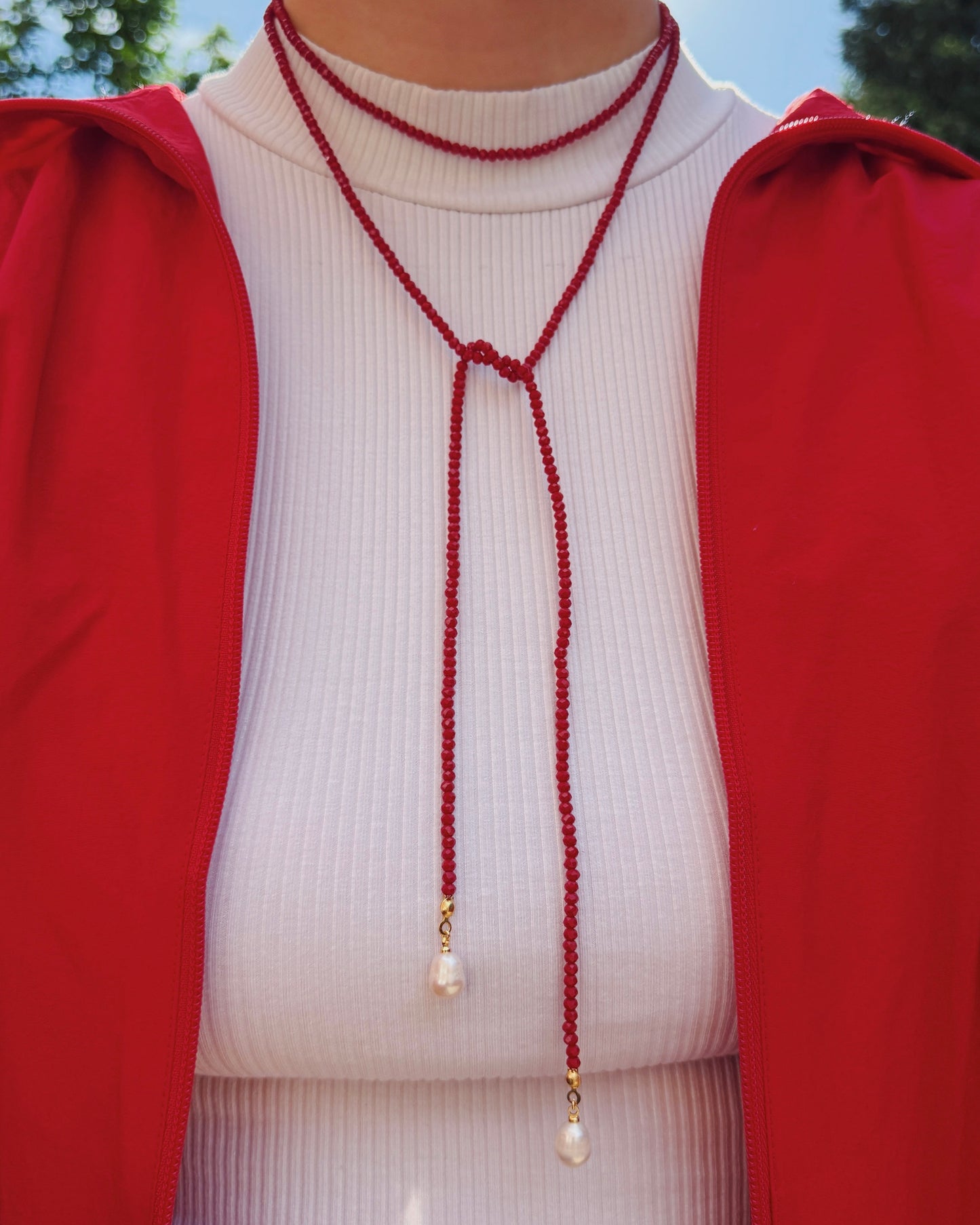 The Crimson Wrap Beaded Necklace