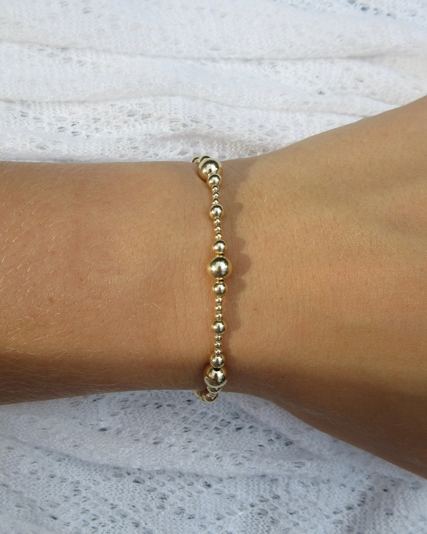 Gold Beaded Bracelet - 14K Gold Plated