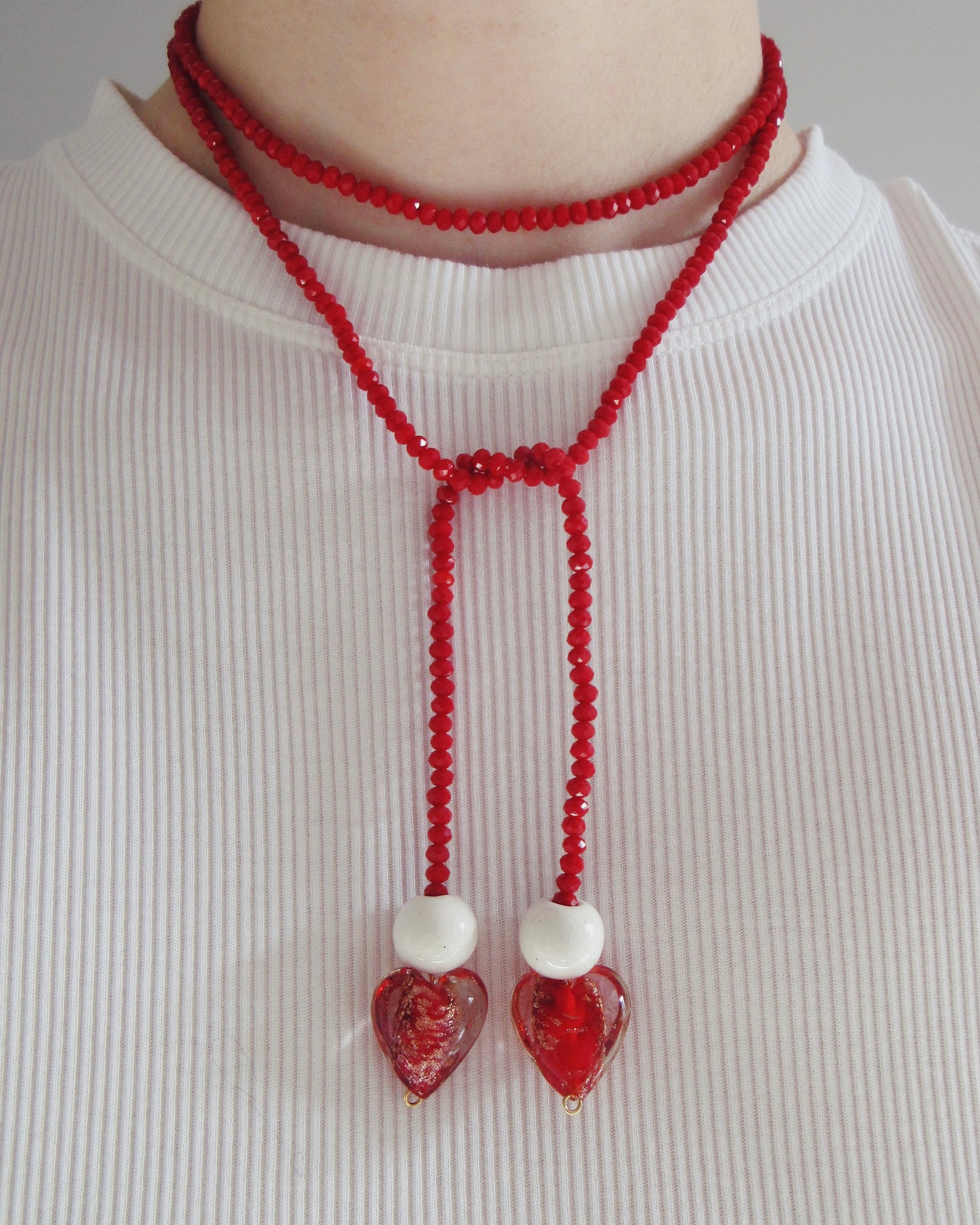 Red Romance Beaded Wrap Necklace