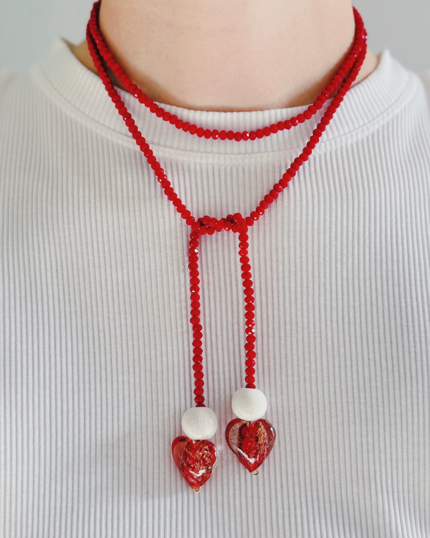 Red Romance Beaded Wrap Necklace