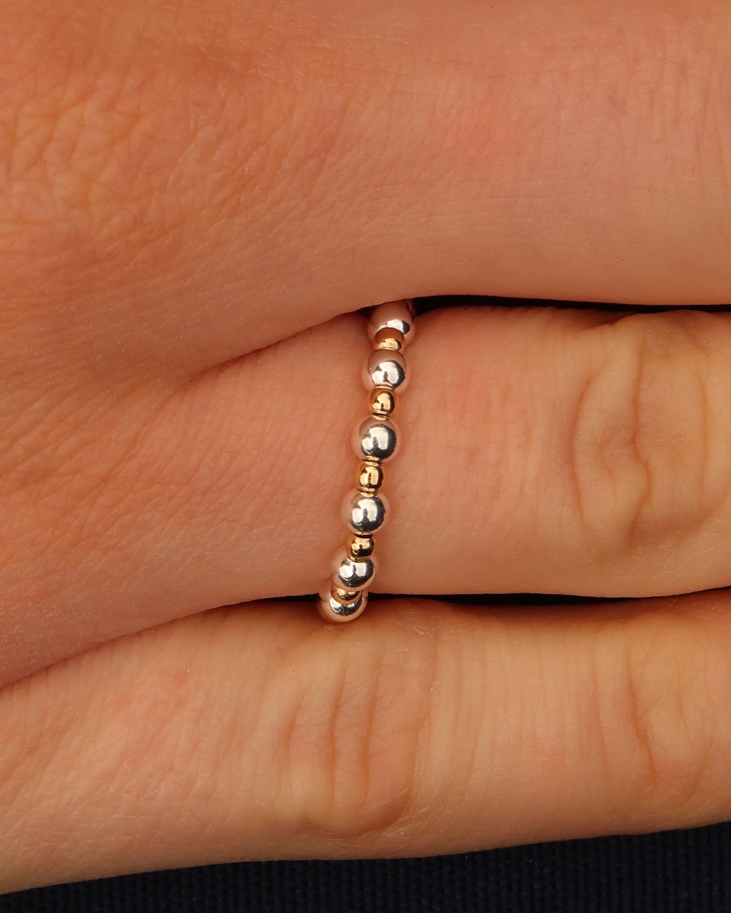 14K Gold Filled and Sterling Silver Beaded Ring