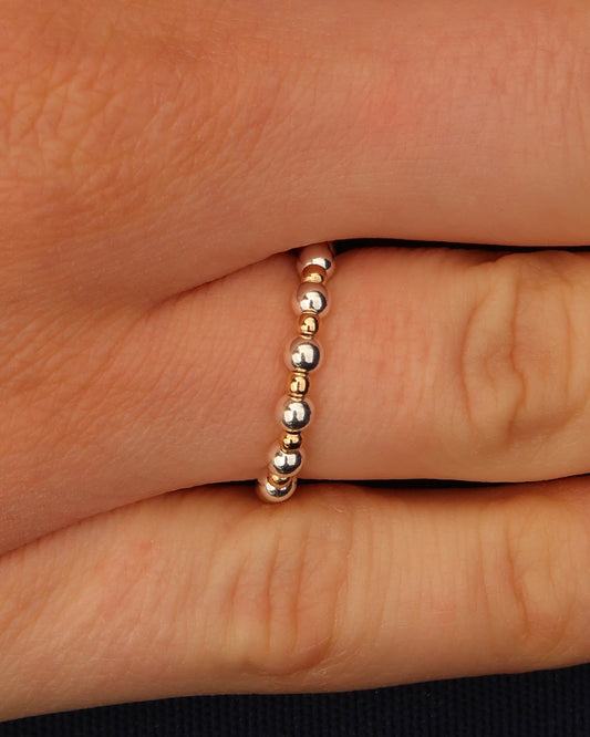 14K Gold Filled and Sterling Silver Beaded Ring