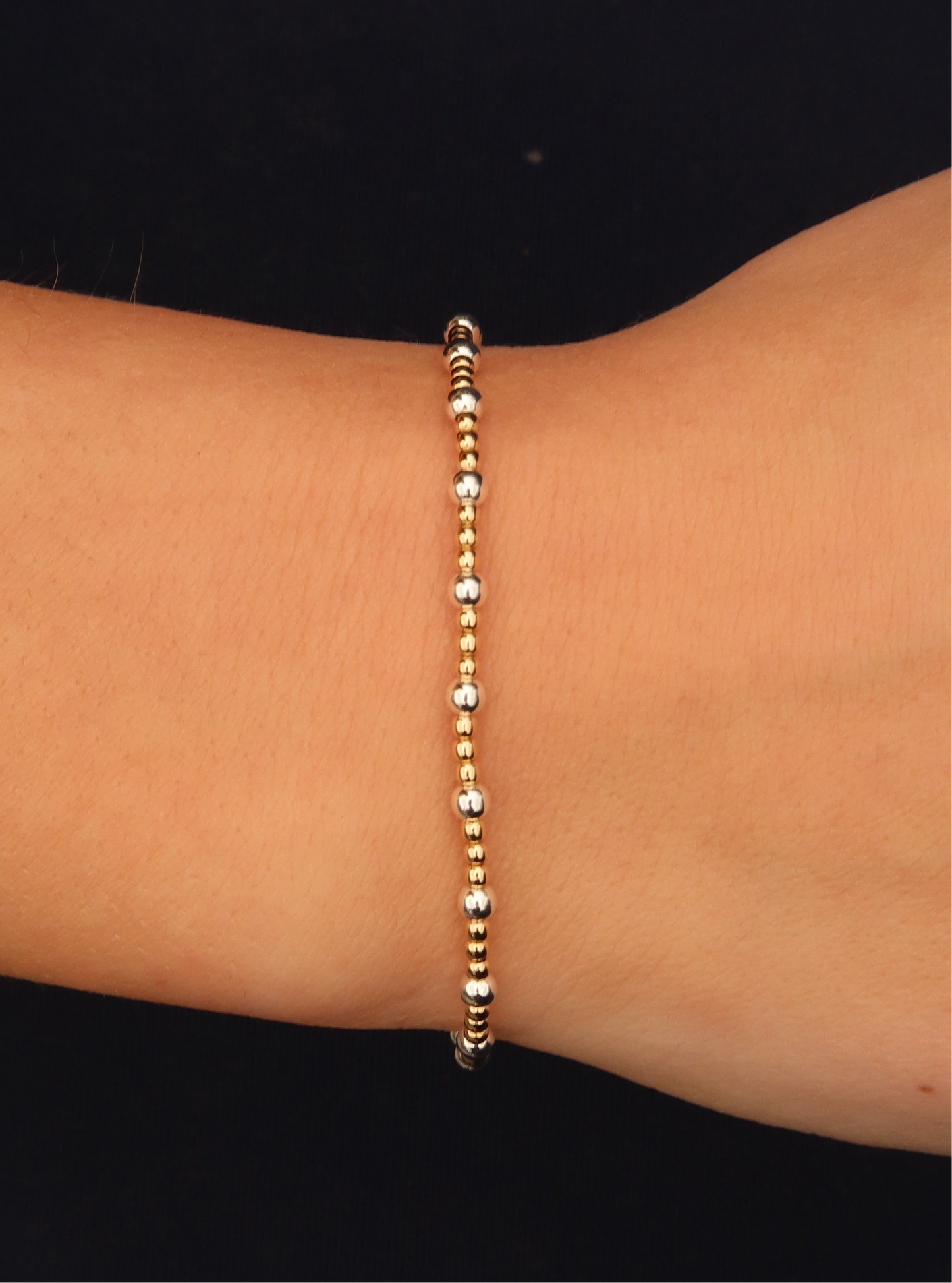 14K Gold Filled and Sterling Silver Beaded Bracelet