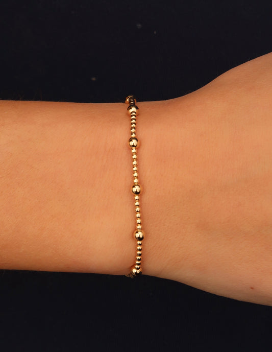 14K Gold Filled Beaded Bracelet 2mm & 4mm beads