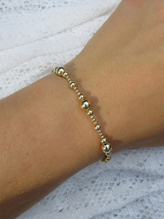 Gold Beaded Bracelet - 14K Gold Plated