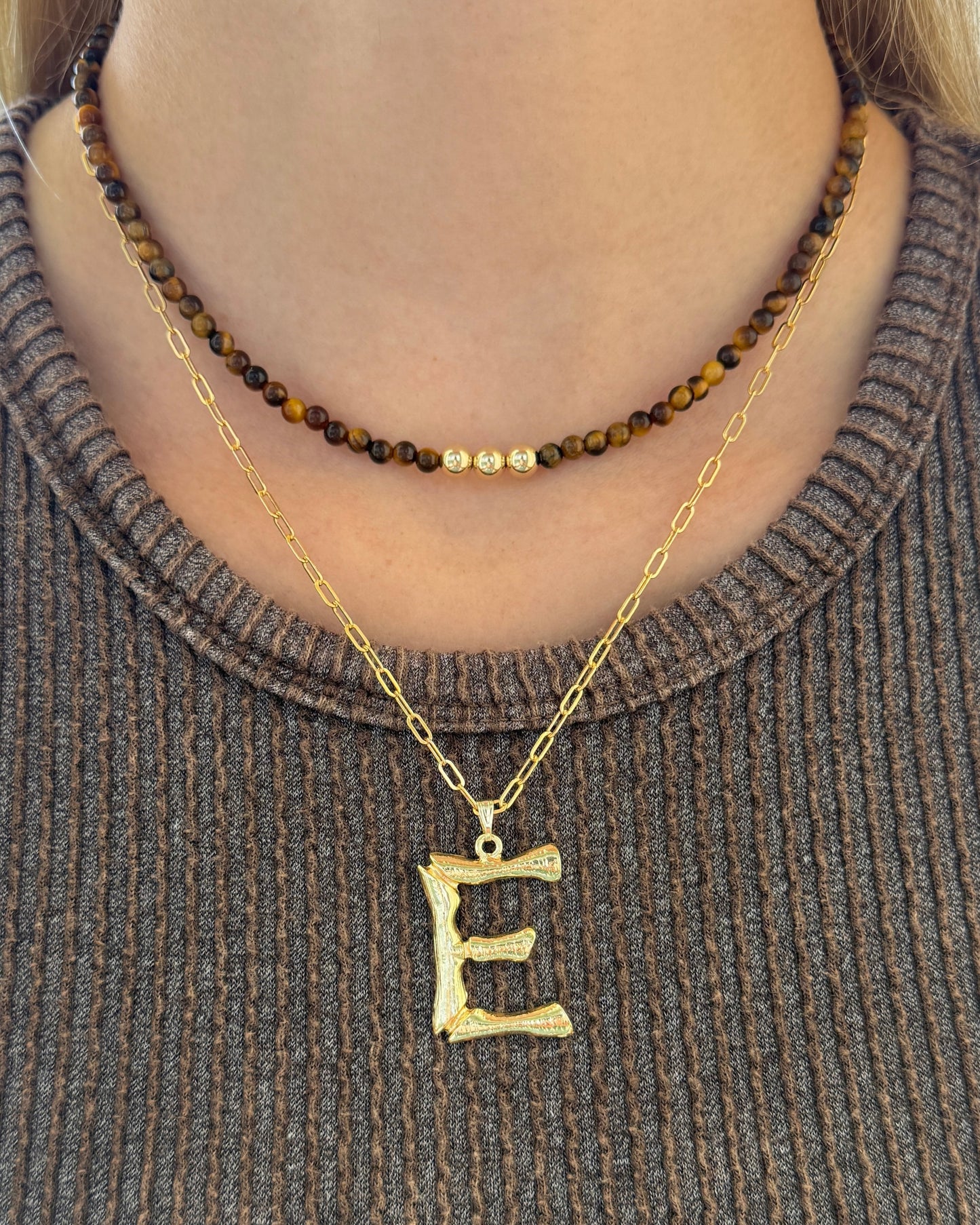 4mm Tiger Eye Beaded Necklace with 6mm 14k Gold Filled Beads