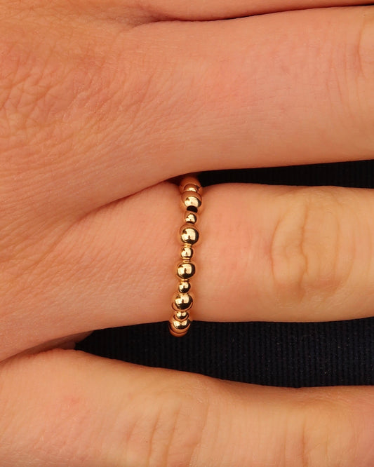 14K Gold Filled Beaded Ring 2mm & 3mm Beads
