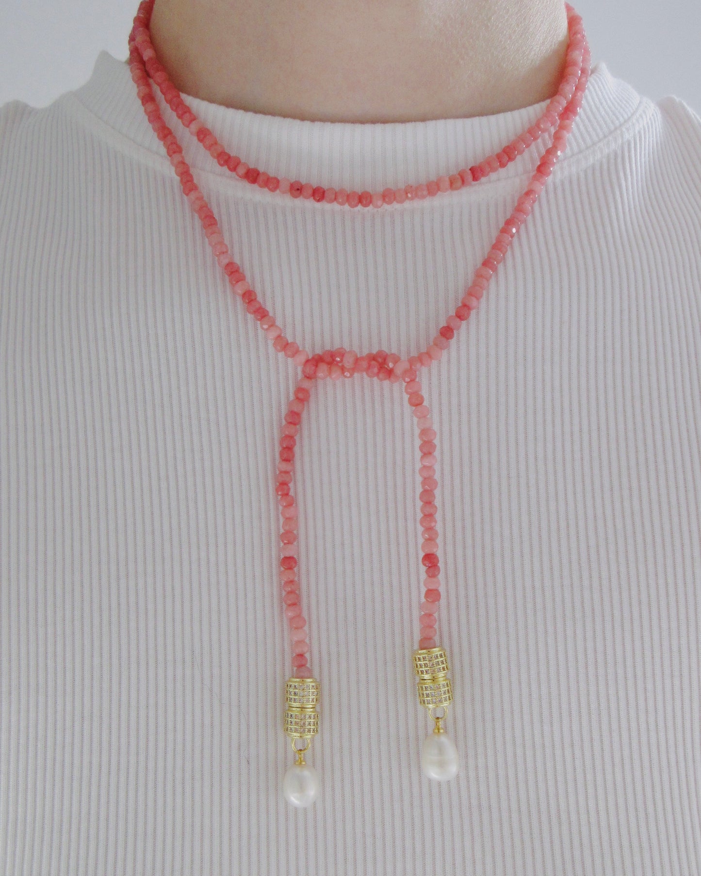 Think Pink Wrap Beaded Necklace