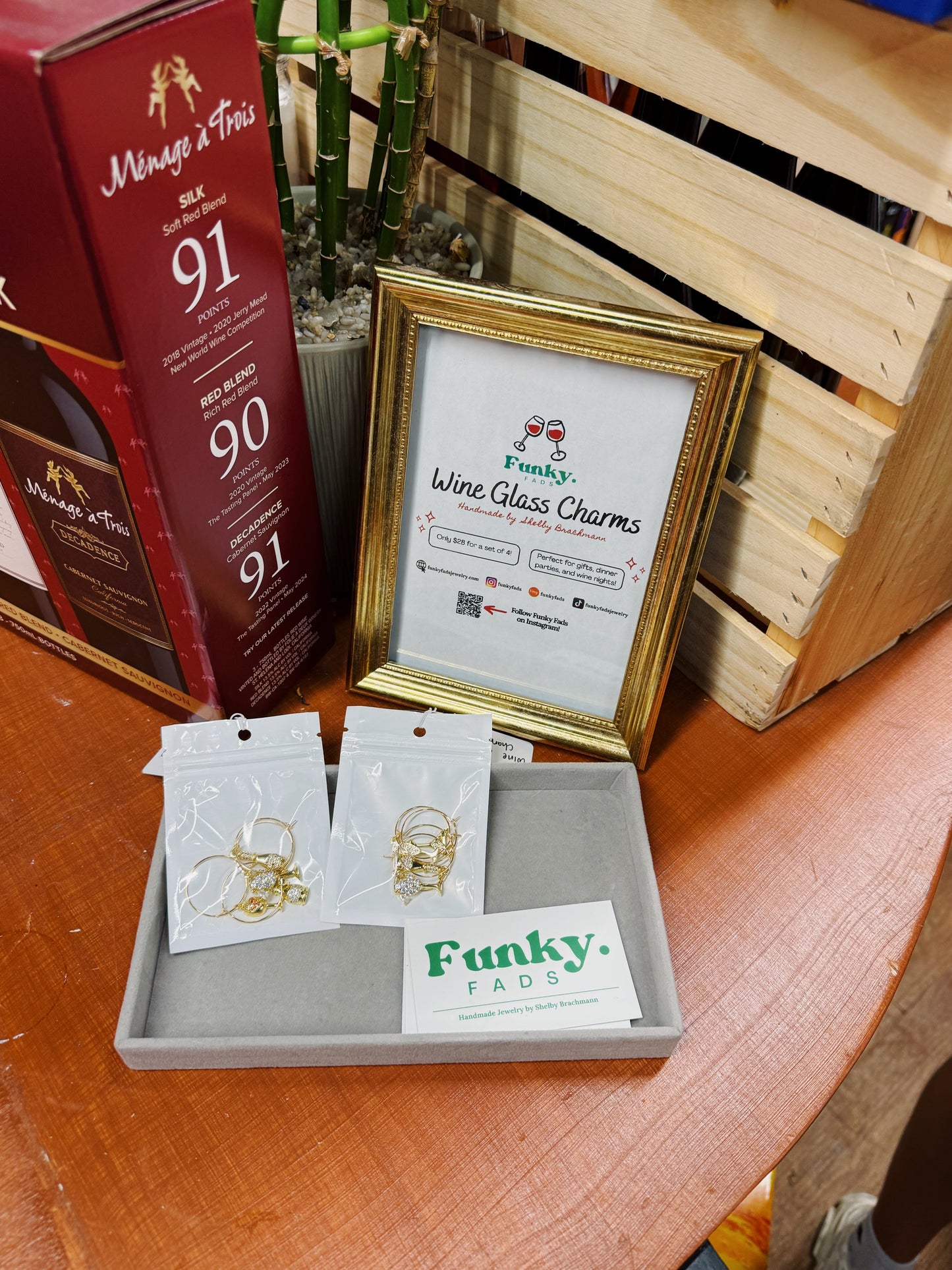 Gold Wine Glass Charms Pack of 4 - Customizable