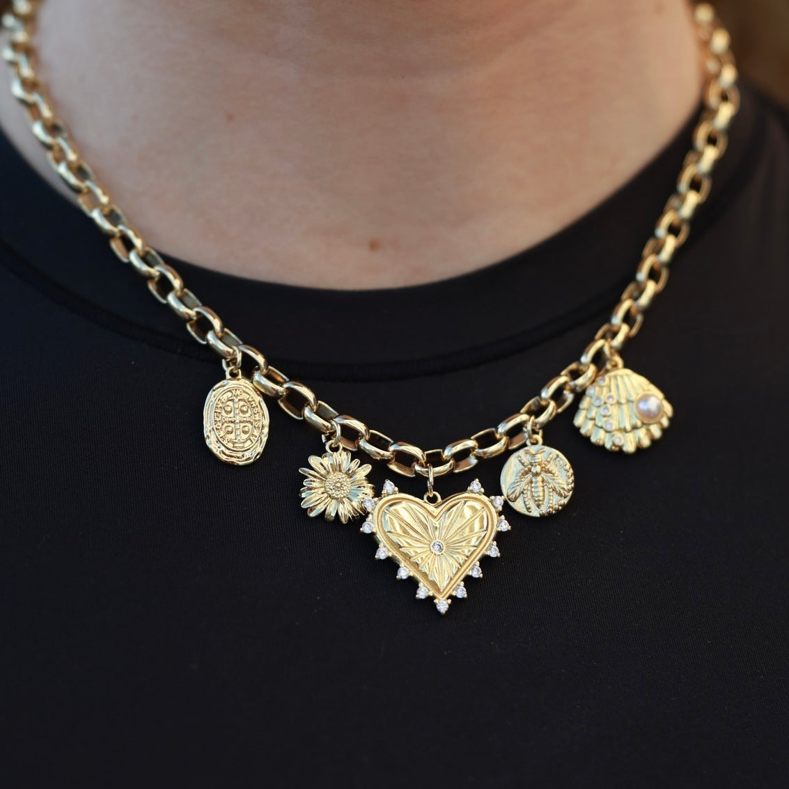 Gold Charm Necklace - Customizable