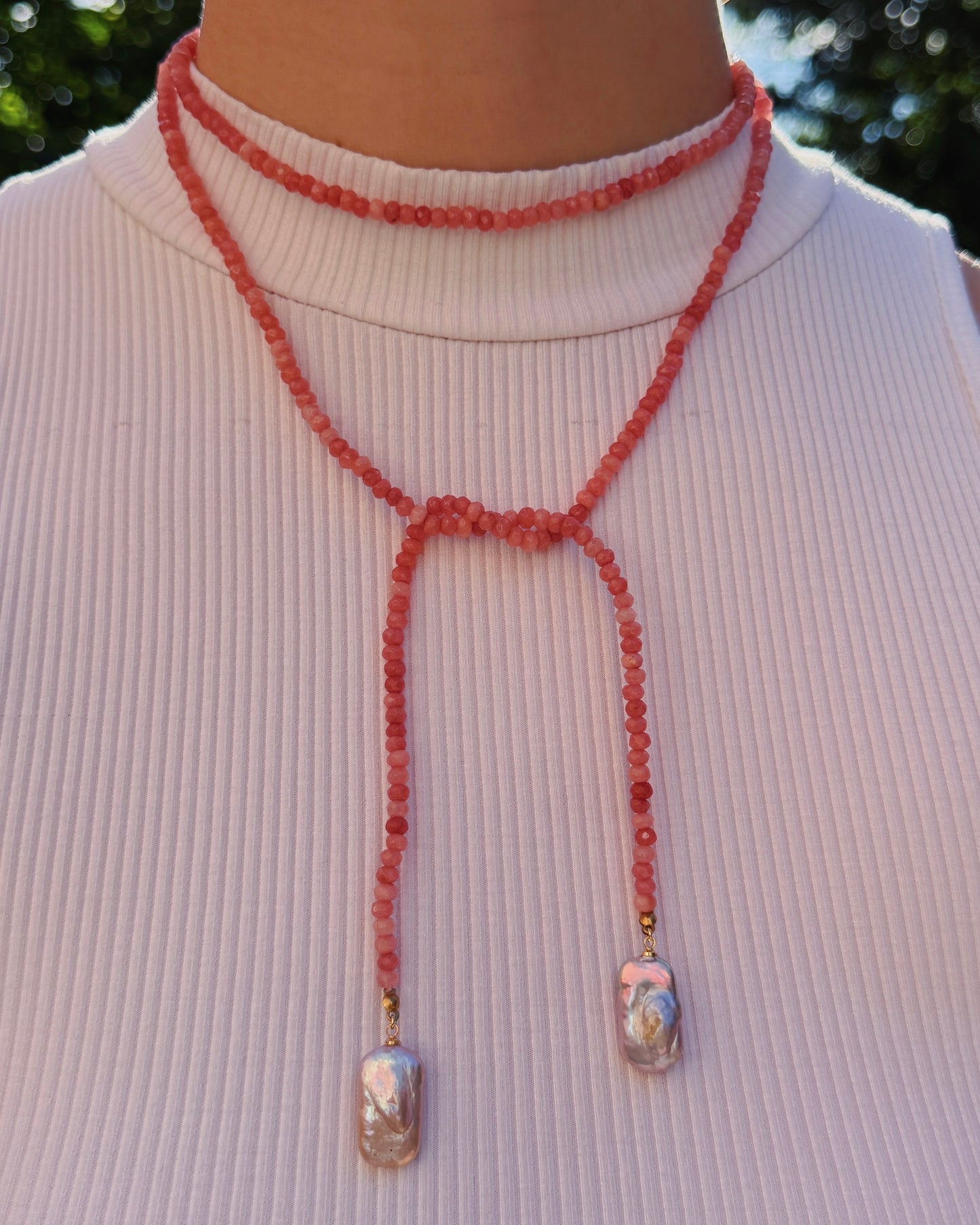 Think Pink Wrap Beaded Necklace