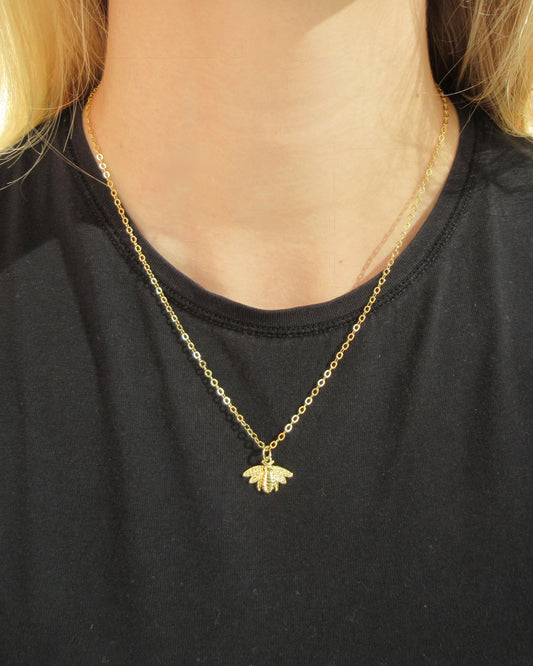 Gold Chain Necklace with Bee Charm