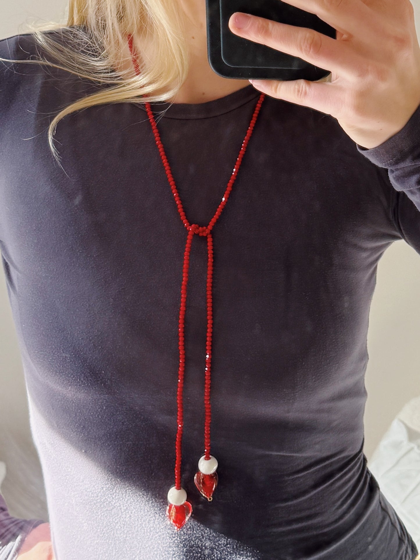 Red Romance Beaded Wrap Necklace