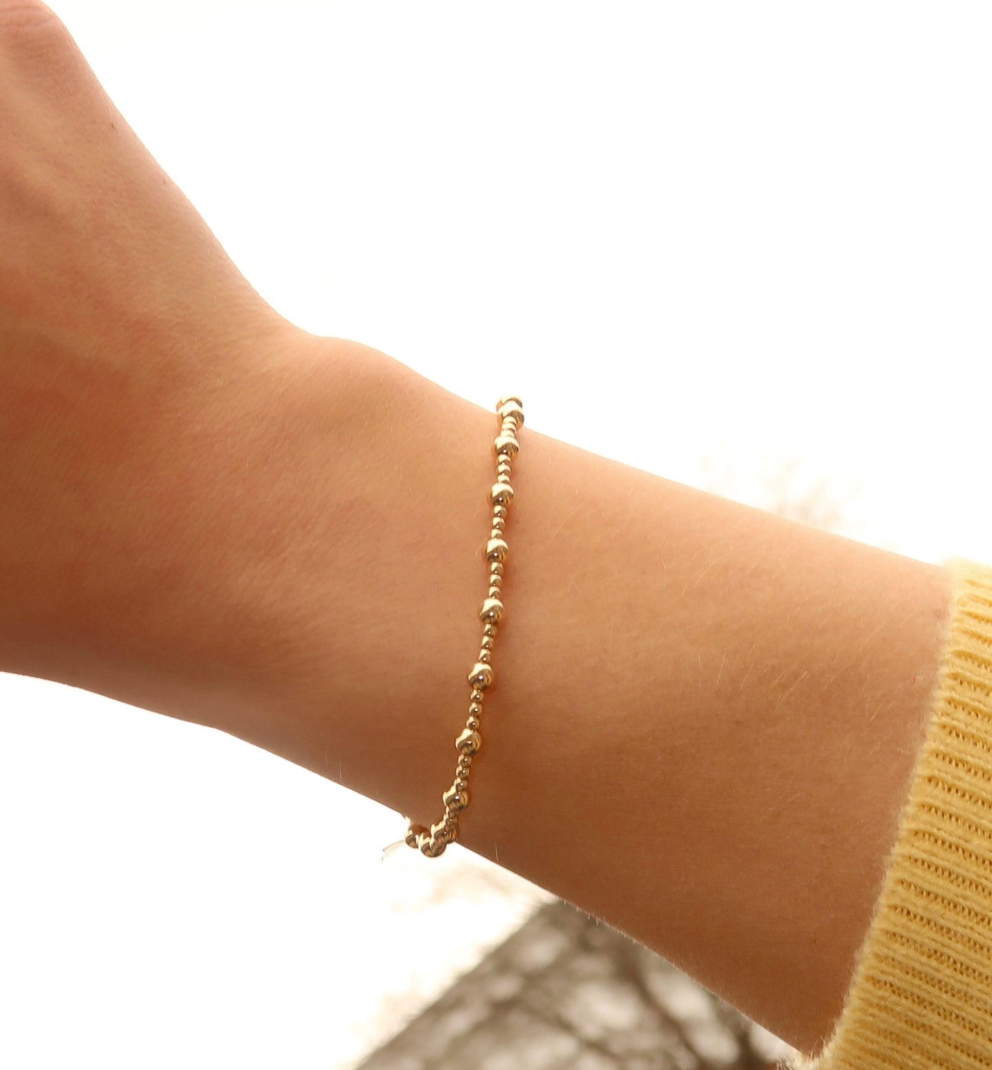 14K Gold Filled Beaded Bracelet 2mm & 4mm beads