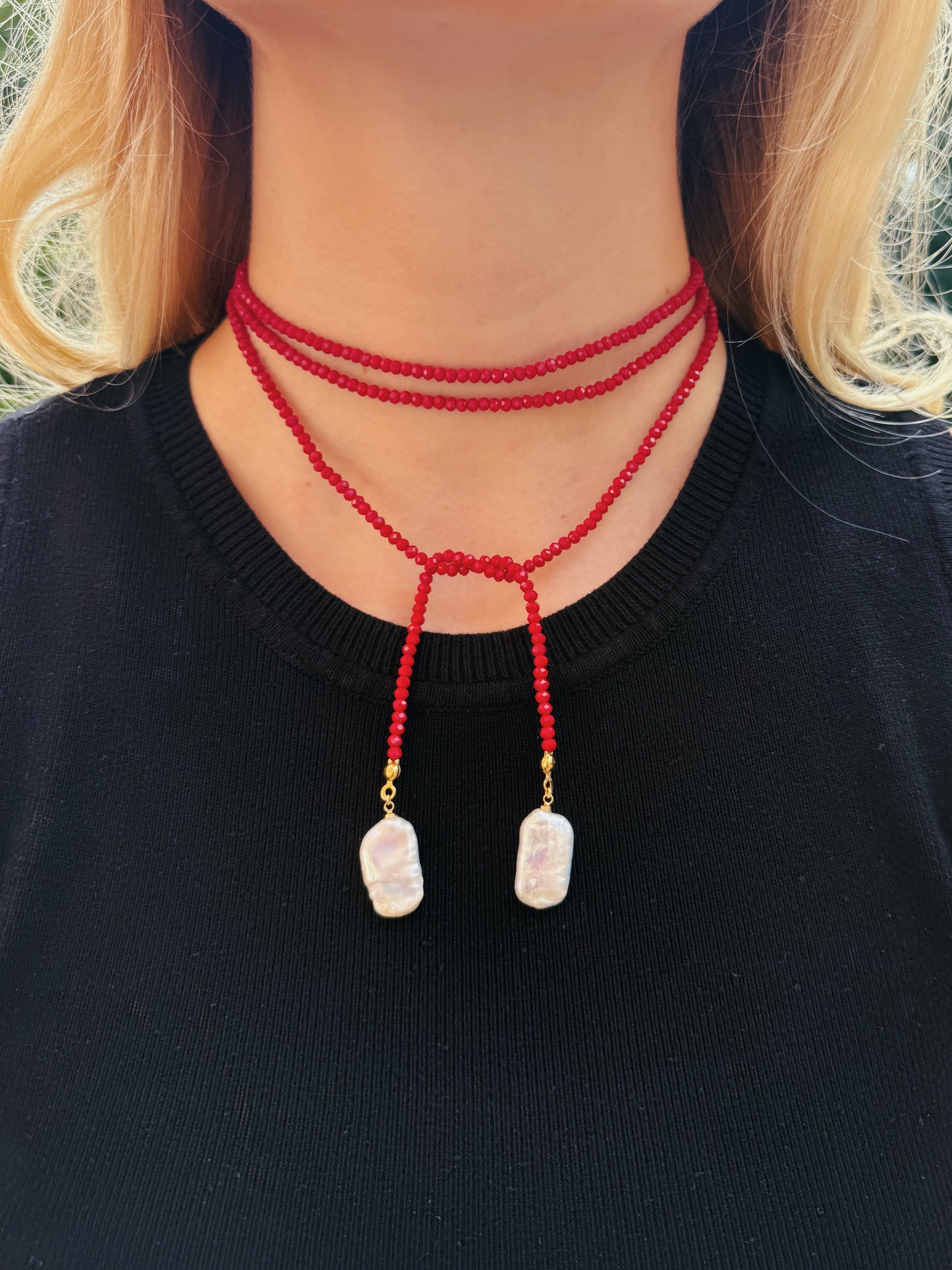 The Red Zone Wrap Beaded Necklace