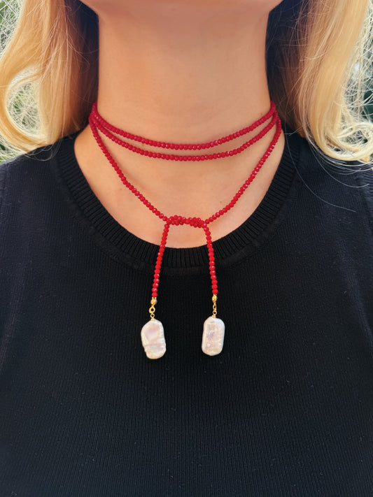The Red Zone Wrap Beaded Necklace