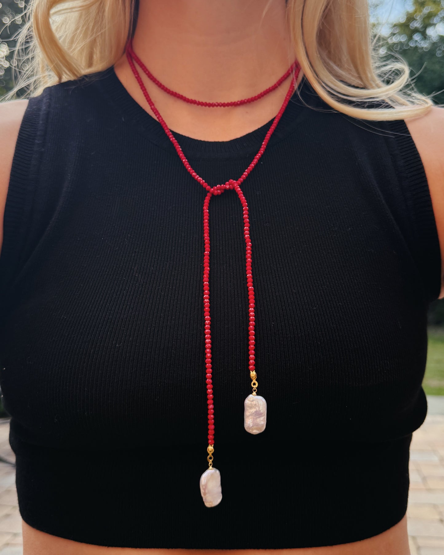 The Red Zone Wrap Beaded Necklace